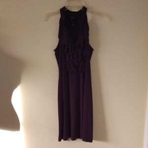 Purple Halter Sheath Midi Dress for Cocktail Events